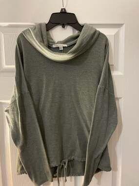 Green Envelope Los Angeles Cowl Neck Drawstring Hem Pullover Sweatshirt